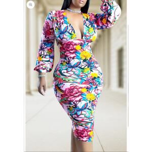 White Floral Maxi Dress plus size Party Dress 1XL